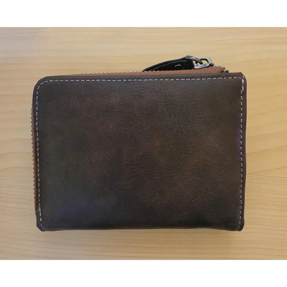 Vintage Style Leather Wallet w/ Multi-functional Storage - Zipper-up Wallet